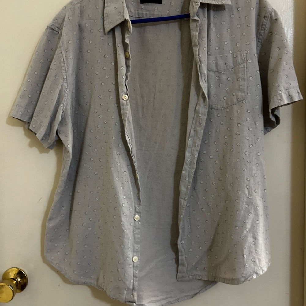 Jachs Light Gray Flower Pattern Button Down Shirt
